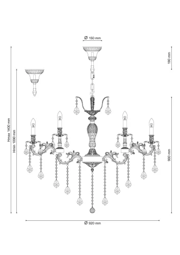 Люстра подвесная BARLETTA 122.12.6 antique Lucia Tucci без плафона на 18 ламп, основание бронзовое в стиле классика  фото 4